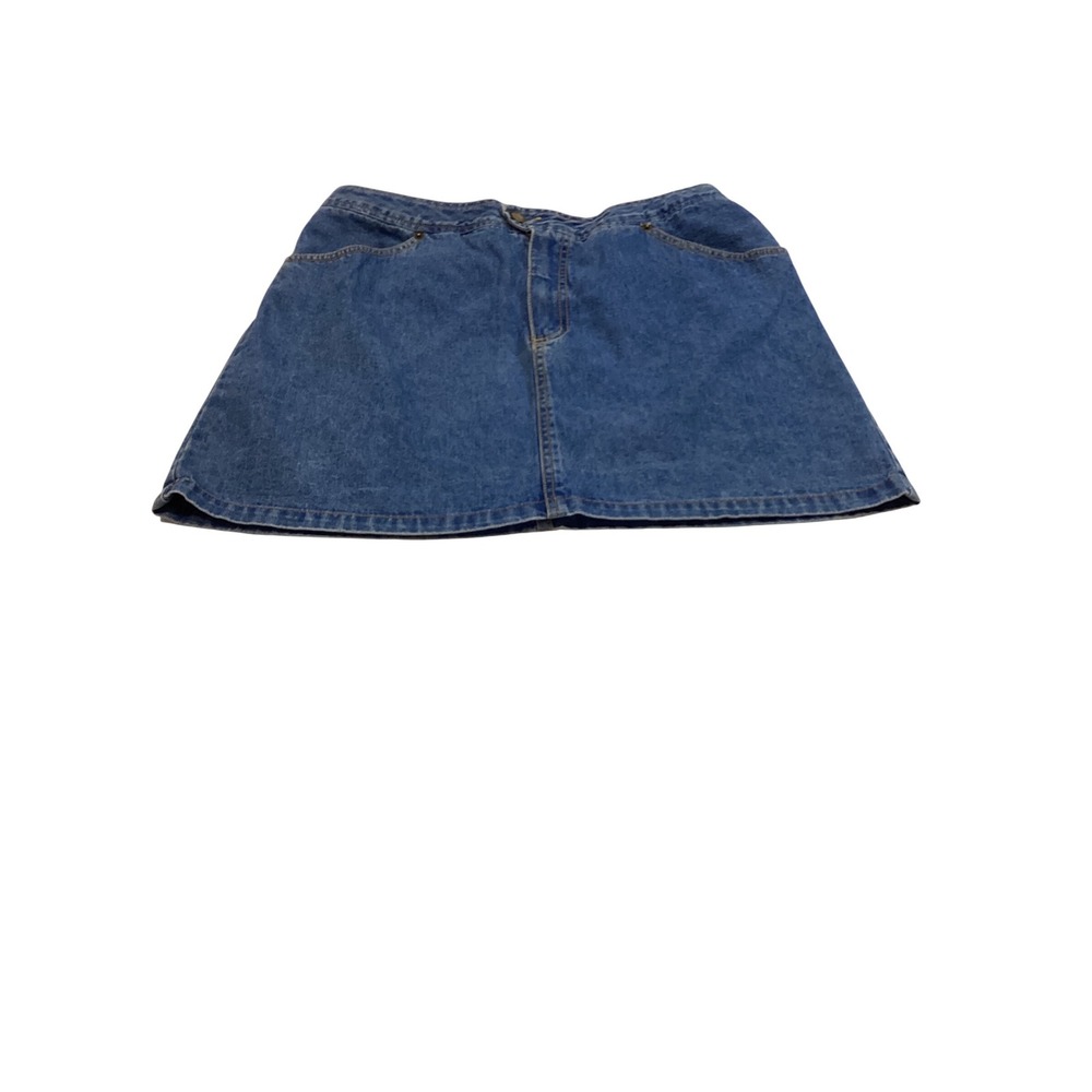 Moda Intl Vintage Denim Mini Skirt Womens 16 Blue Cotton Made in USA High Waist